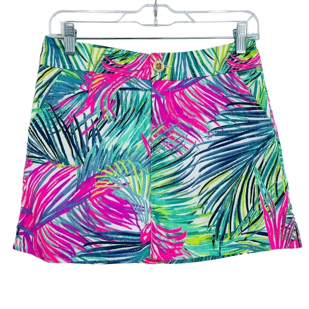 Lilly Pulitzer Nicki skort scarlet macaw feather tropical print women's size 00